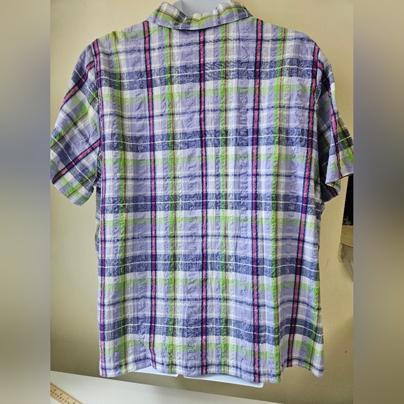 Blair Women's Plaid Button-Up Shirt in Green and Purple Plus 3XL 100%Cotton NWT. - Picture 2 of 5